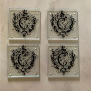 Glass Coasters -Initial “C” (Set of 4)